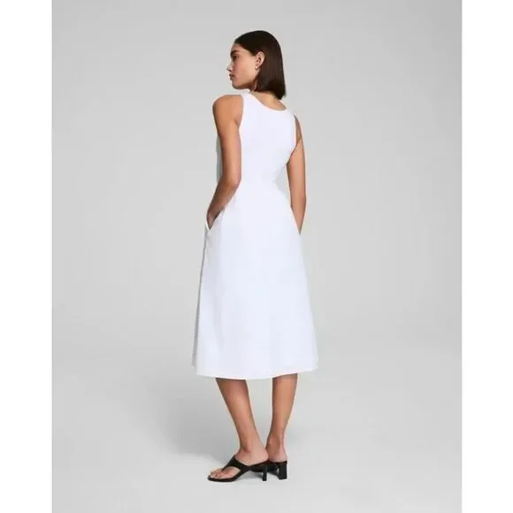 spanx jersey scoop dress SPANX Women's Ruched Scoop Neck Midi Dress - Red